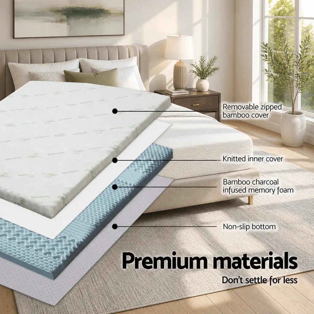Memory Foam Mattress Topper 8cm Queen 7-Zone Contoured Support Comfort Layer