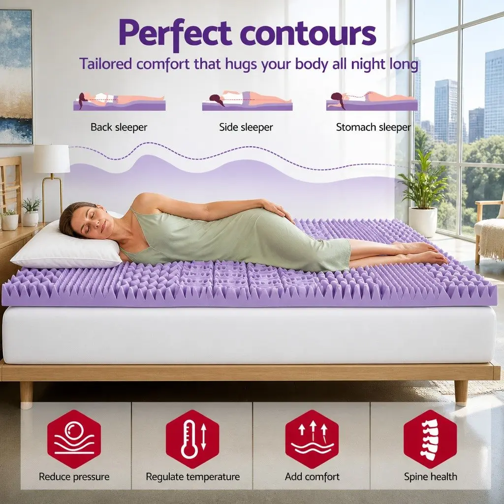 Memory Foam Mattress Topper 8cm King Single Lavender Infused Bamboo Cover