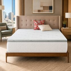 Memory Foam Mattress Topper Double Bed Cool Gel 5cm Pressure Relief Bamboo Cover