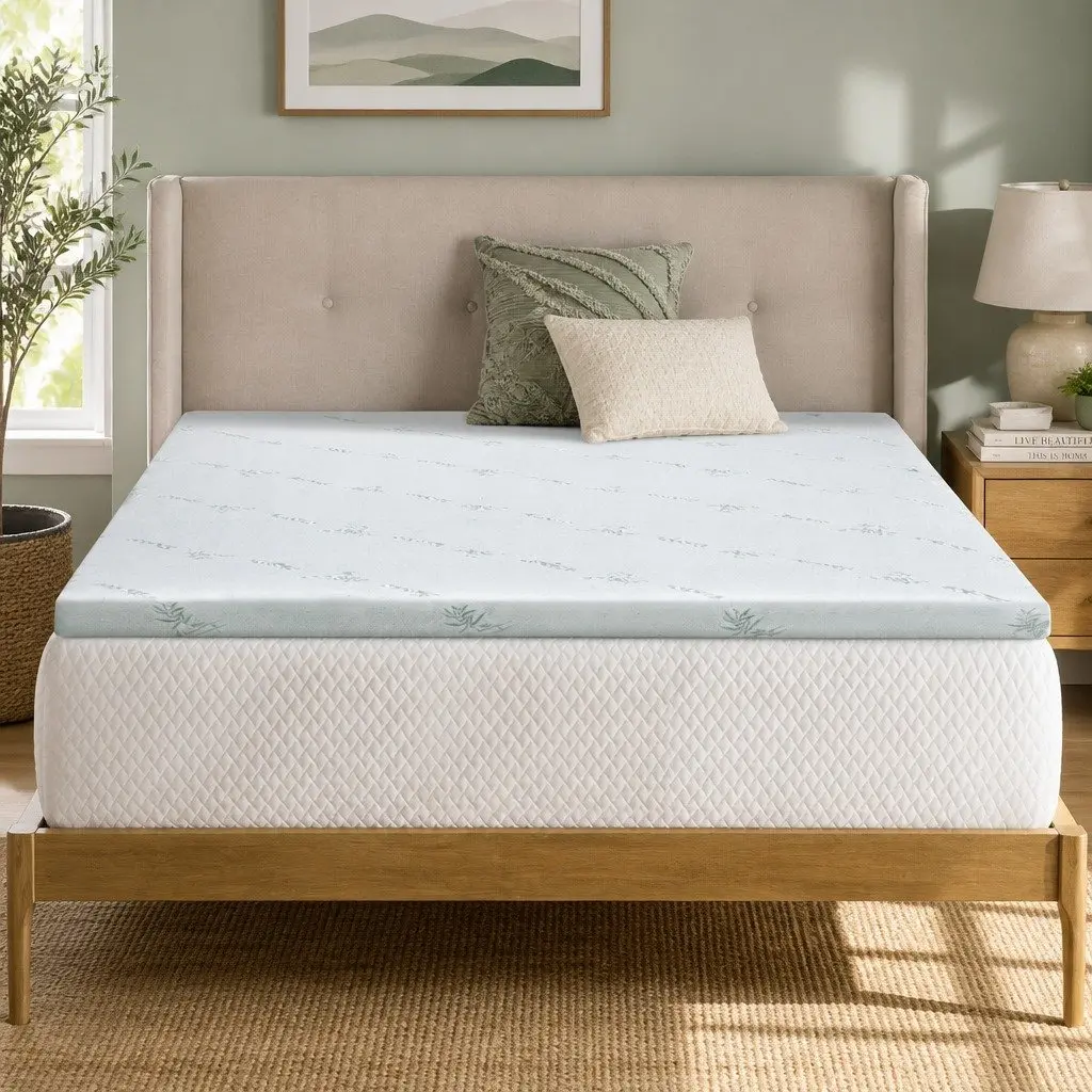 Memory Foam Mattress Topper King 5cm Gel Infused Cooling Breathable Bamboo Cover