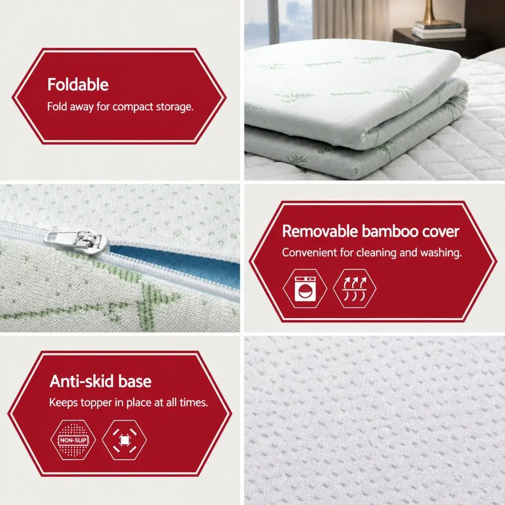Memory Foam Mattress Topper Queen 5cm Gel-Infused Cool Sleep Pressure Relief