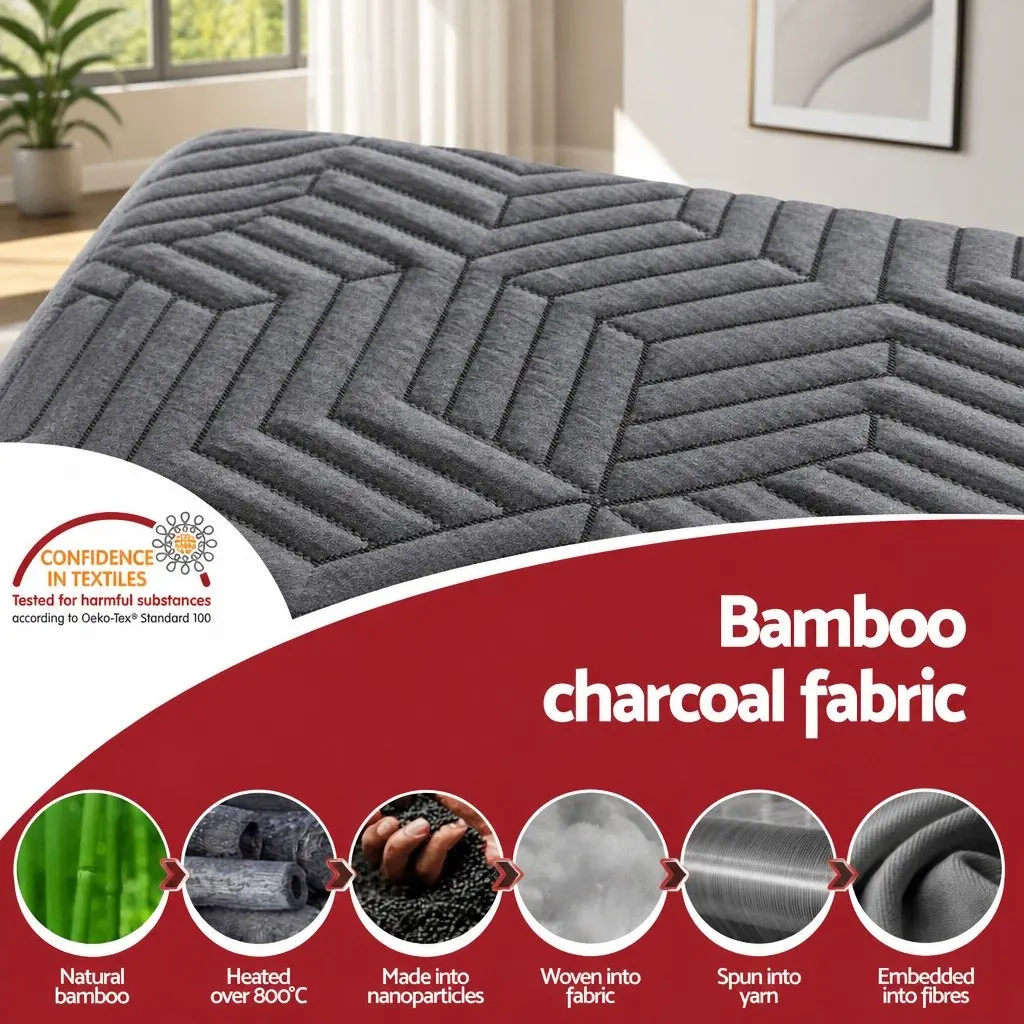 Memory Foam Mattress Topper 8cm Dual Layer Gel Bamboo Cover Single Bed