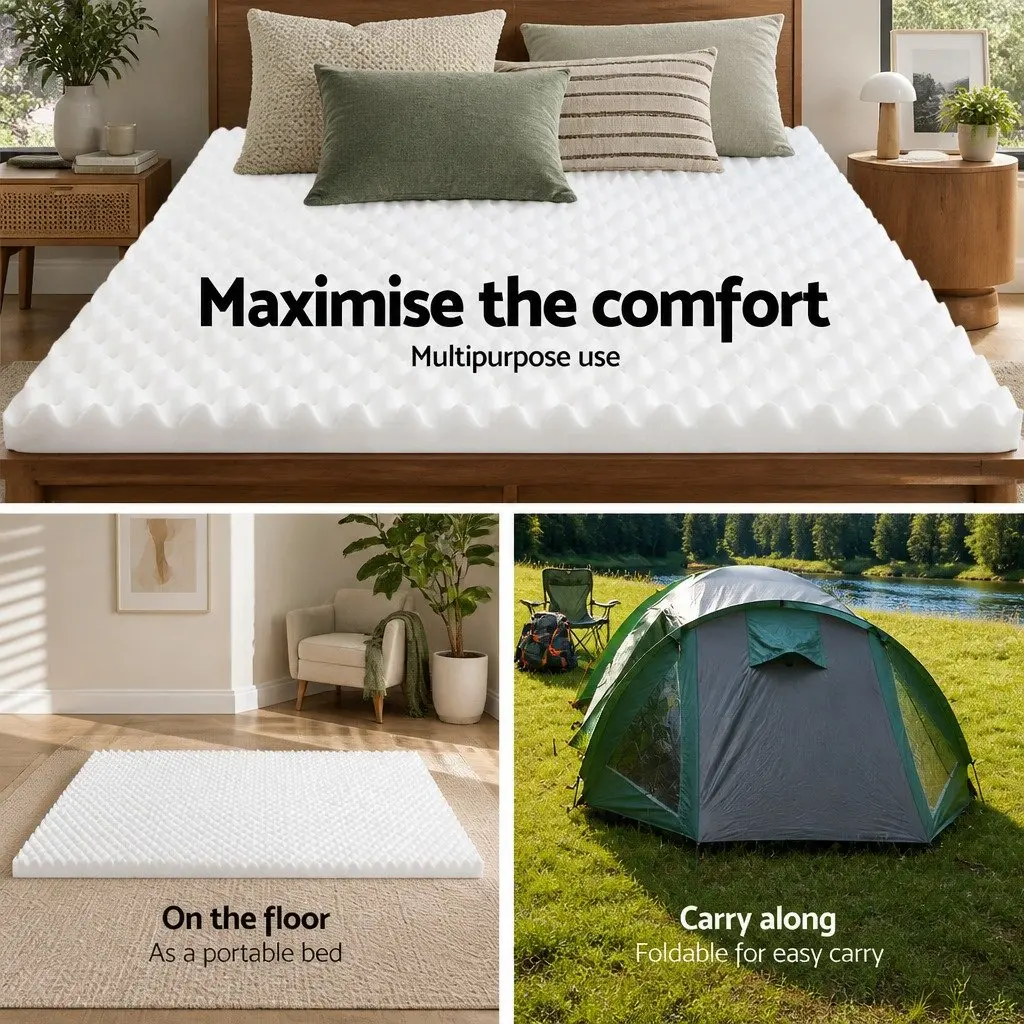 Foam Mattress Topper Double 5cm Egg Crate Comfort Support Pad