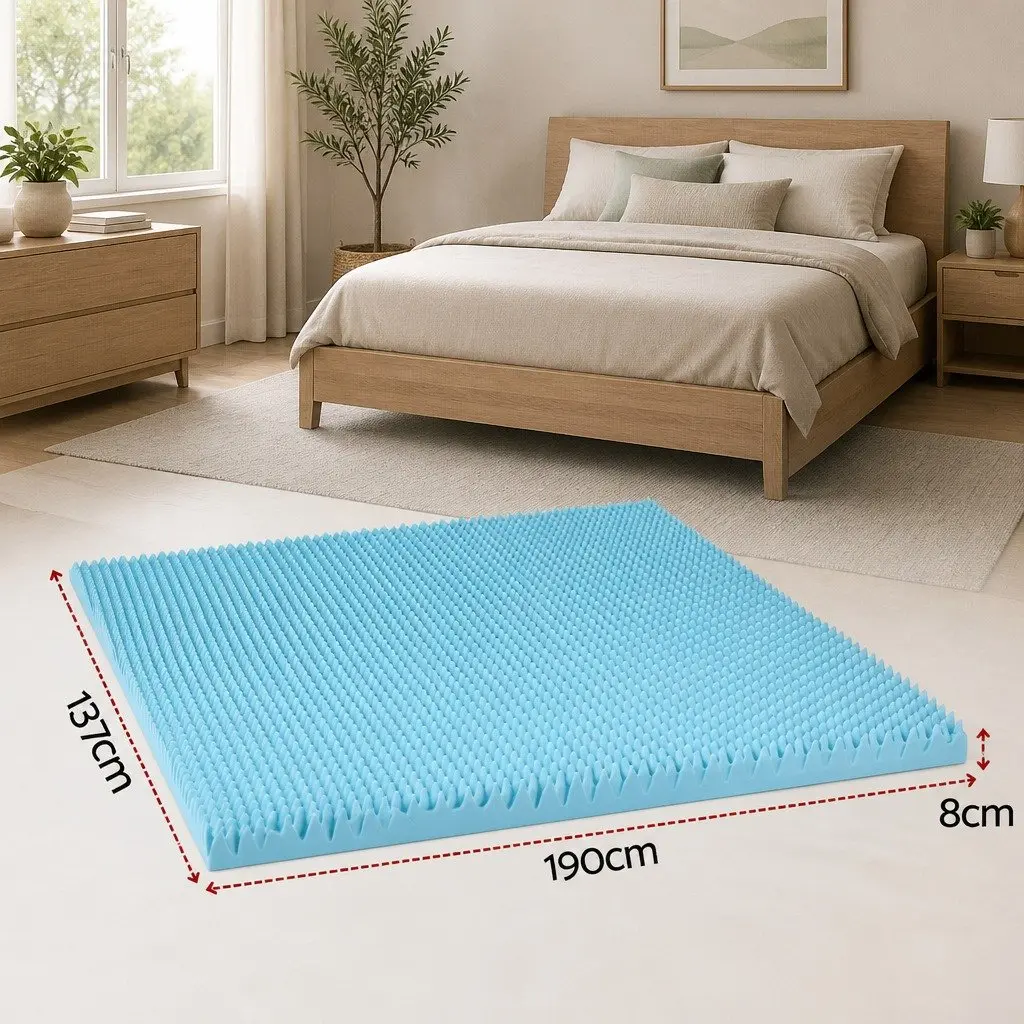 Memory Foam Mattress Topper 8cm Double Cool Gel Infused Breathable Bamboo Cover