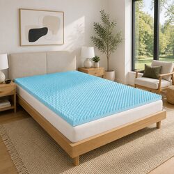 Memory Foam Mattress Topper 8cm Gel Egg Crate Bamboo Cover Queen Size Pressure
