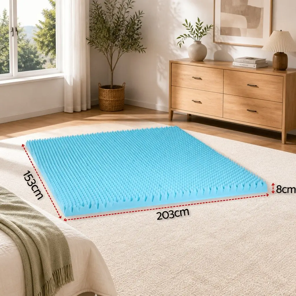 Queen Size Mattress Topper 8cm Gel Infused Memory Foam Bamboo Cover for Pressure Relief