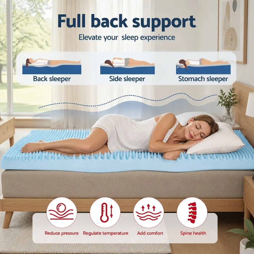 Queen Size Mattress Topper 8cm Gel Infused Memory Foam Bamboo Cover for Pressure Relief
