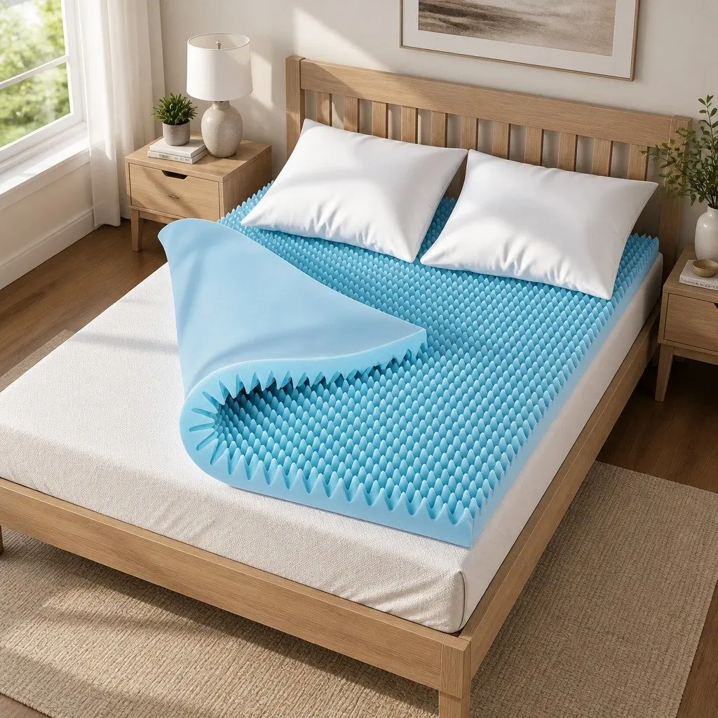 Queen Size Mattress Topper 8cm Gel Infused Memory Foam Bamboo Cover for Pressure Relief