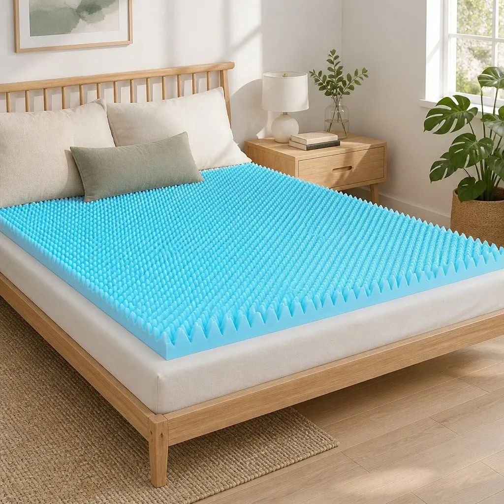 Mattress Topper 8cm Single Gel Infused Memory Foam Bamboo Cover White