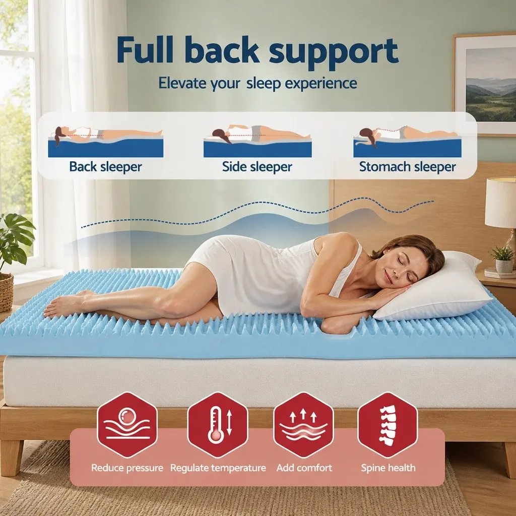 Mattress Topper 8cm Single Gel Infused Memory Foam Bamboo Cover White