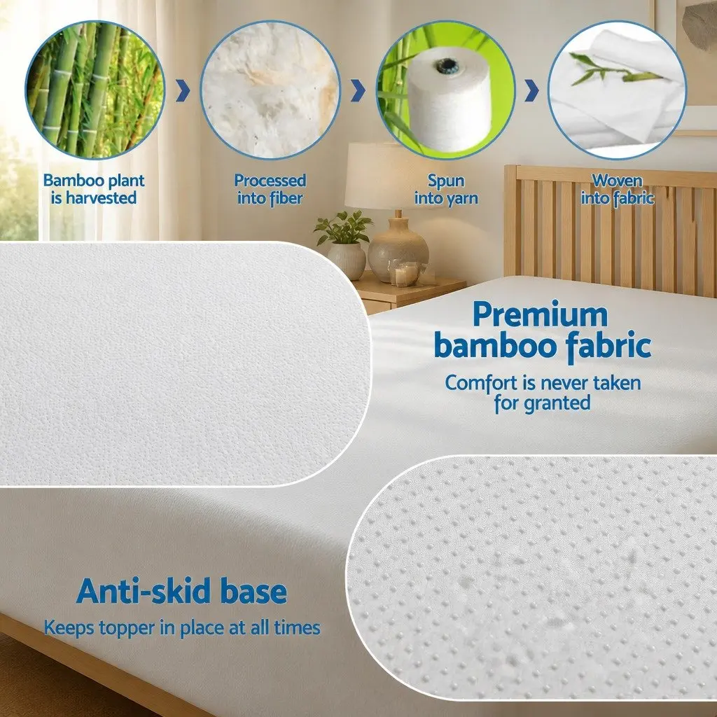 12cm Single Bed Mattress Topper Ventilated Gel Memory Foam with Removable Bamboo Cover