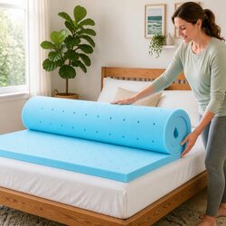 Memory Foam Mattress Topper Double Bed 5cm Ventilated Gel Cool Bamboo Cover