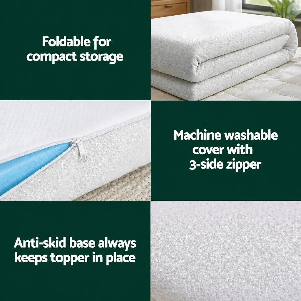 Memory Foam Mattress Topper 8cm Double Bed Ventilated Gel Cool Sleep Comfort