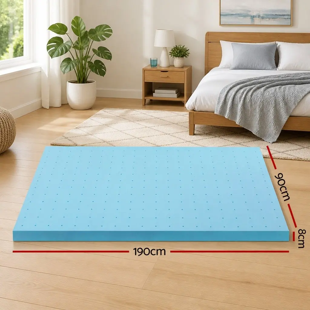 Memory Foam Mattress Topper Single 8cm Ventilated Gel Bamboo Cover