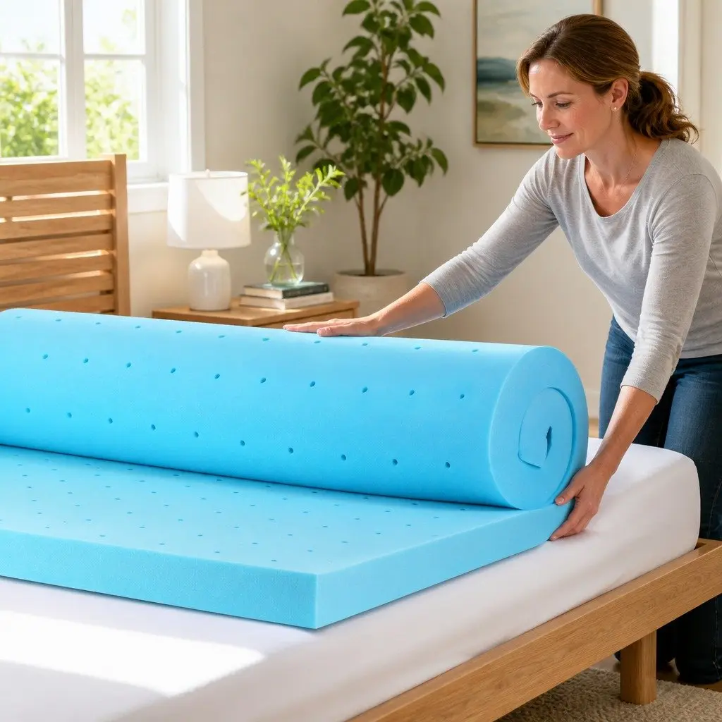 Memory Foam Mattress Topper Single 8cm Ventilated Gel Bamboo Cover