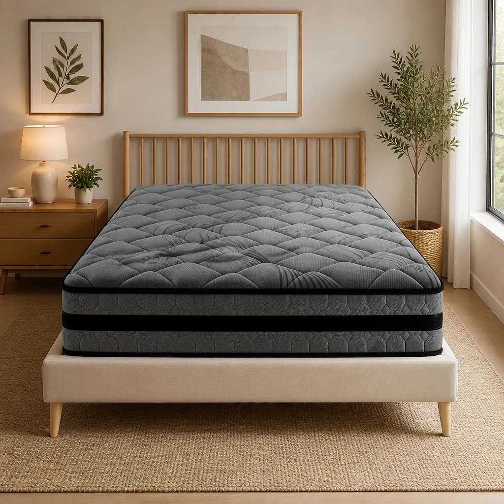 King Single Pocket Spring Mattress 22cm Medium Firm 5-Zone Hypoallergenic Breathable Support