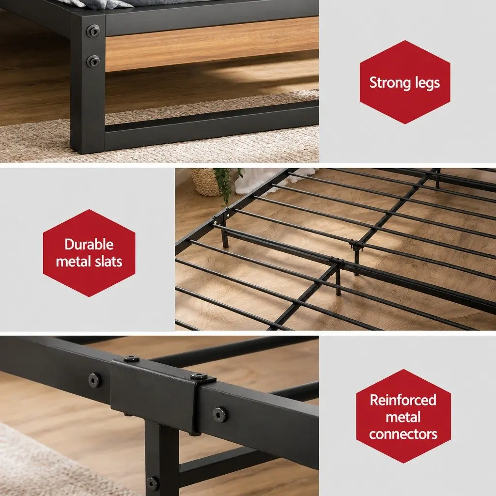 Metal Bed Frame King Single Size Platform Bedroom Furniture with Pocket Spring