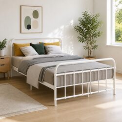 Transform Your Bedroom with a White Double Metal Bed Frame