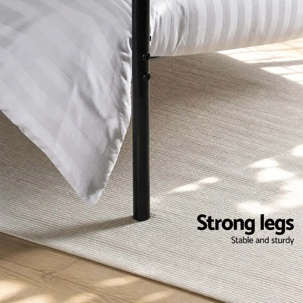 Single Metal Bed Frame Black Steel Construction Underbed Storage Space
