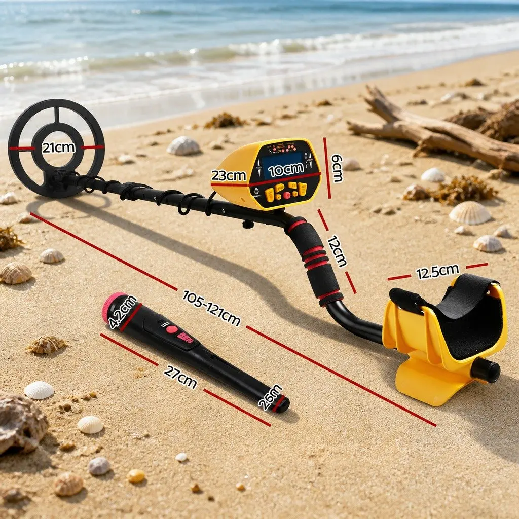 Metal Detector Pinpointer Set Yellow Water Resistant Backlit LCD Display