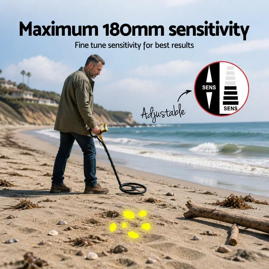 Metal Detector Pinpointer Set Yellow Water Resistant Backlit LCD Display
