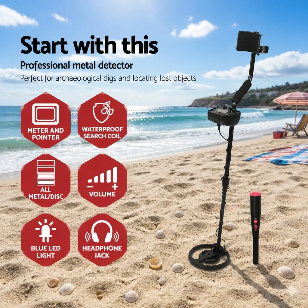 Metal Detector Pinpointer Set 160mm Sensitivity Water Resistant Underwater Detection