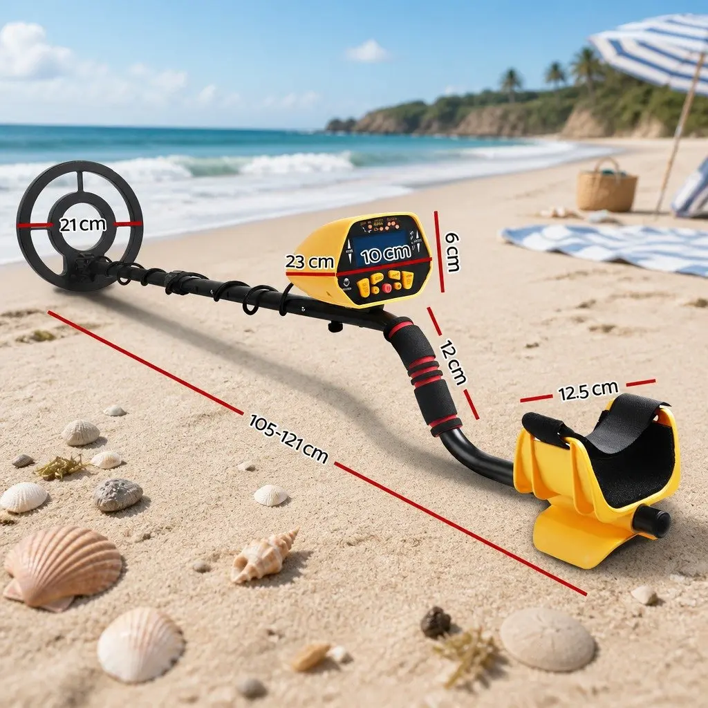Metal Detector 180MM Waterproof Yellow LCD Screen Adjustable Shaft Treasure Hunter