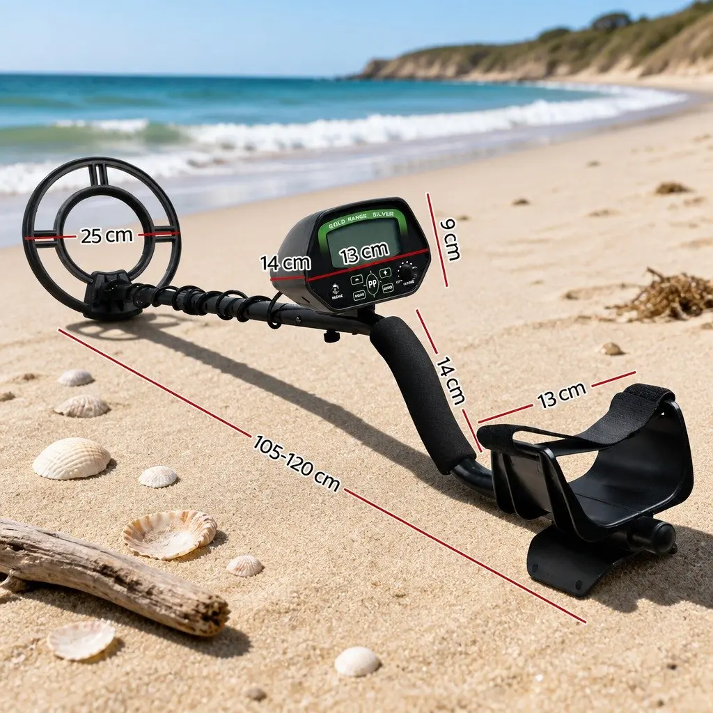 Metal Detector LCD Screen Waterproof 220MM Search Coil Adjustable Sensitivity Pinpoint Accuracy