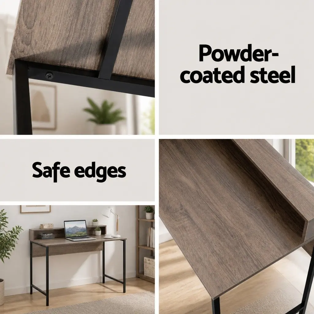 Computer Desk 100cm Oak Top with Shelf Storage for Home Office and Study
