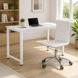 Computer Desk and Office Chair Set 120cm White Executive Workspace Furniture