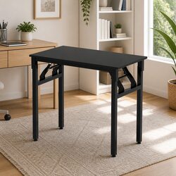 Space-Saving Foldable Computer Desk 80cm Black Home Office