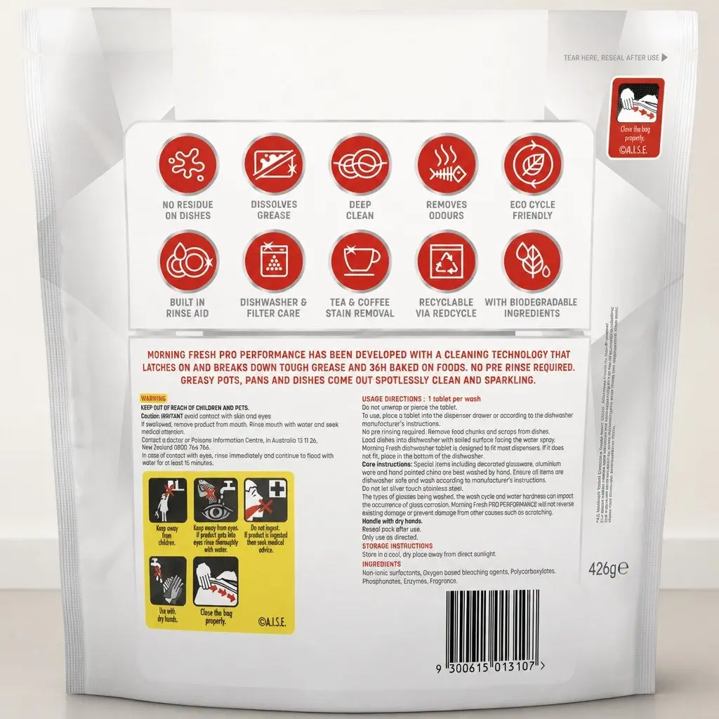 Dishwasher Tablets 176 Pack Lemon Fresh Pro Performance Powerful Grease Cutting