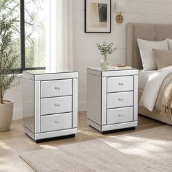 Upgrade Your Bedroom with 2 Elegant Mirrored Tables