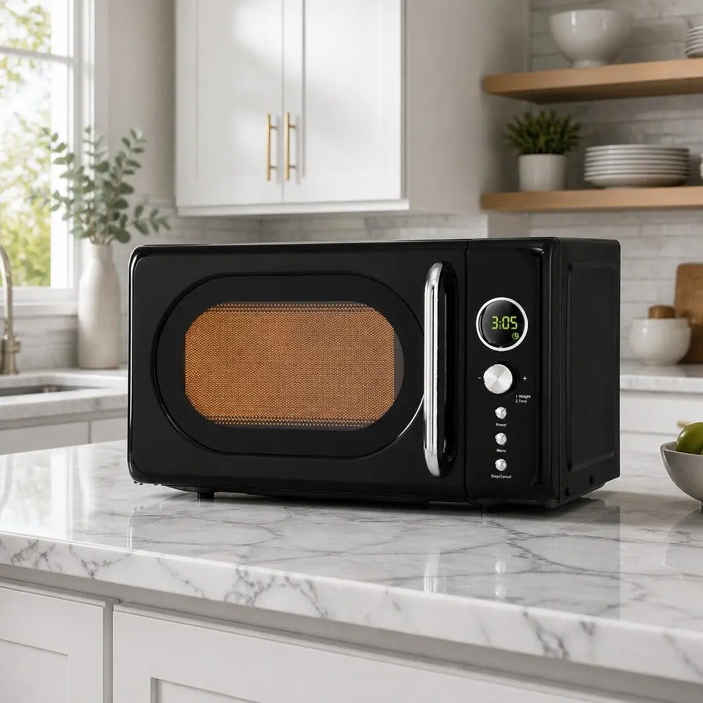 Microwave Oven 20L Digital Black 700W 8 Auto Cook Menus Quick Defrost Multi-Stage Cooking
