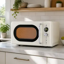 Microwave Oven 20L 700W Digital Timer Express Cooking Defrost LED Display Cream