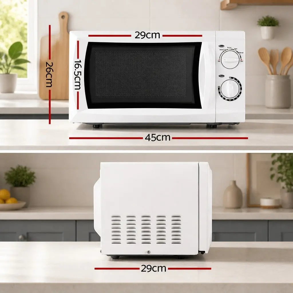 20L Microwave Oven 700W White Countertop Appliance Glass Turntable