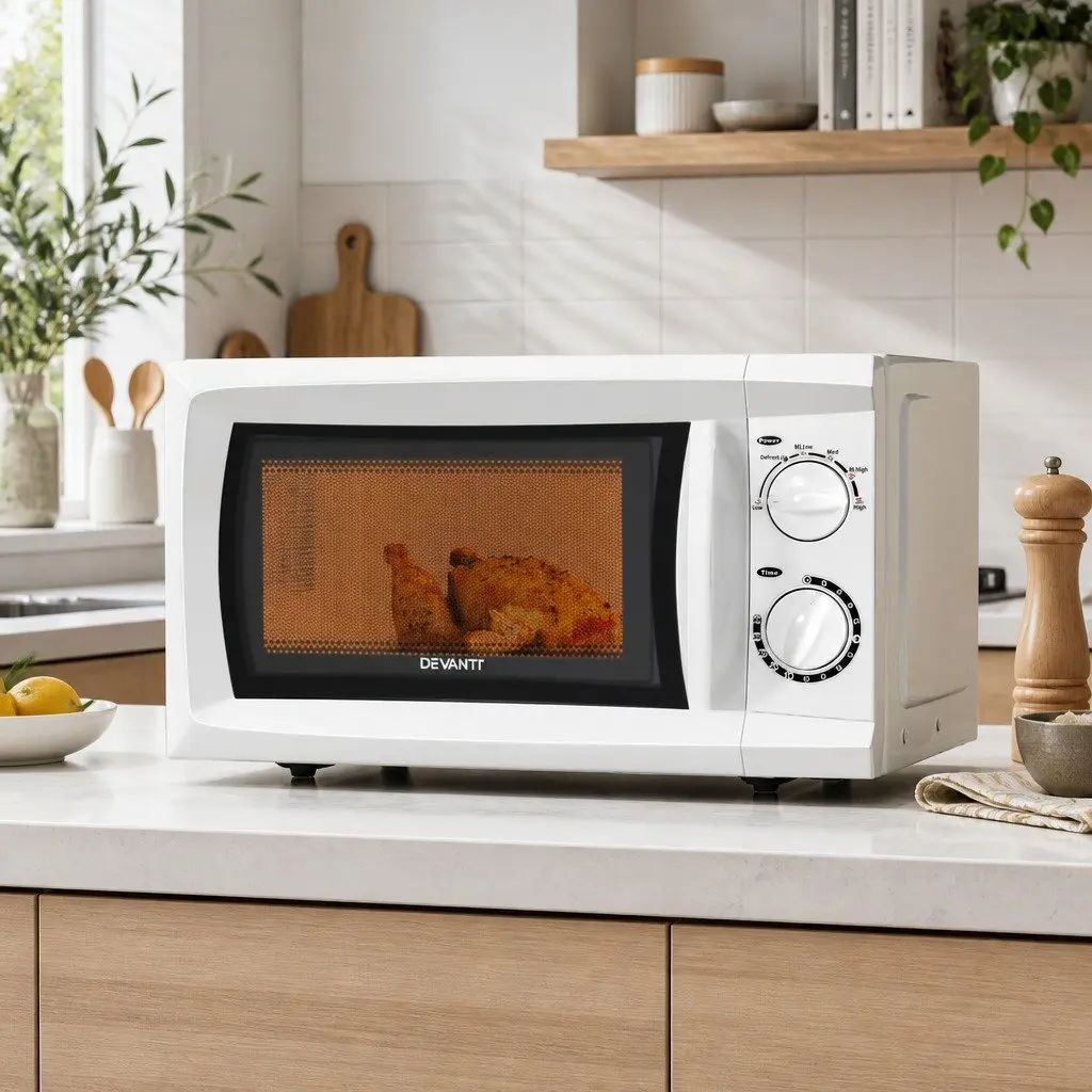 20L Microwave Oven 700W White Countertop Appliance Glass Turntable