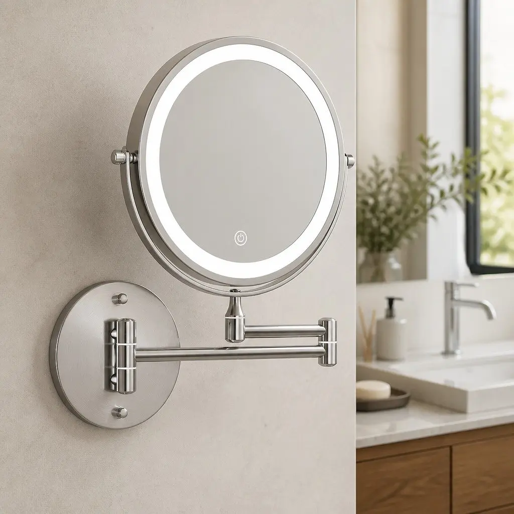 Makeup Mirror 33cm Extendable 10X Magnifying LED Touch Control Adjustable Brightness