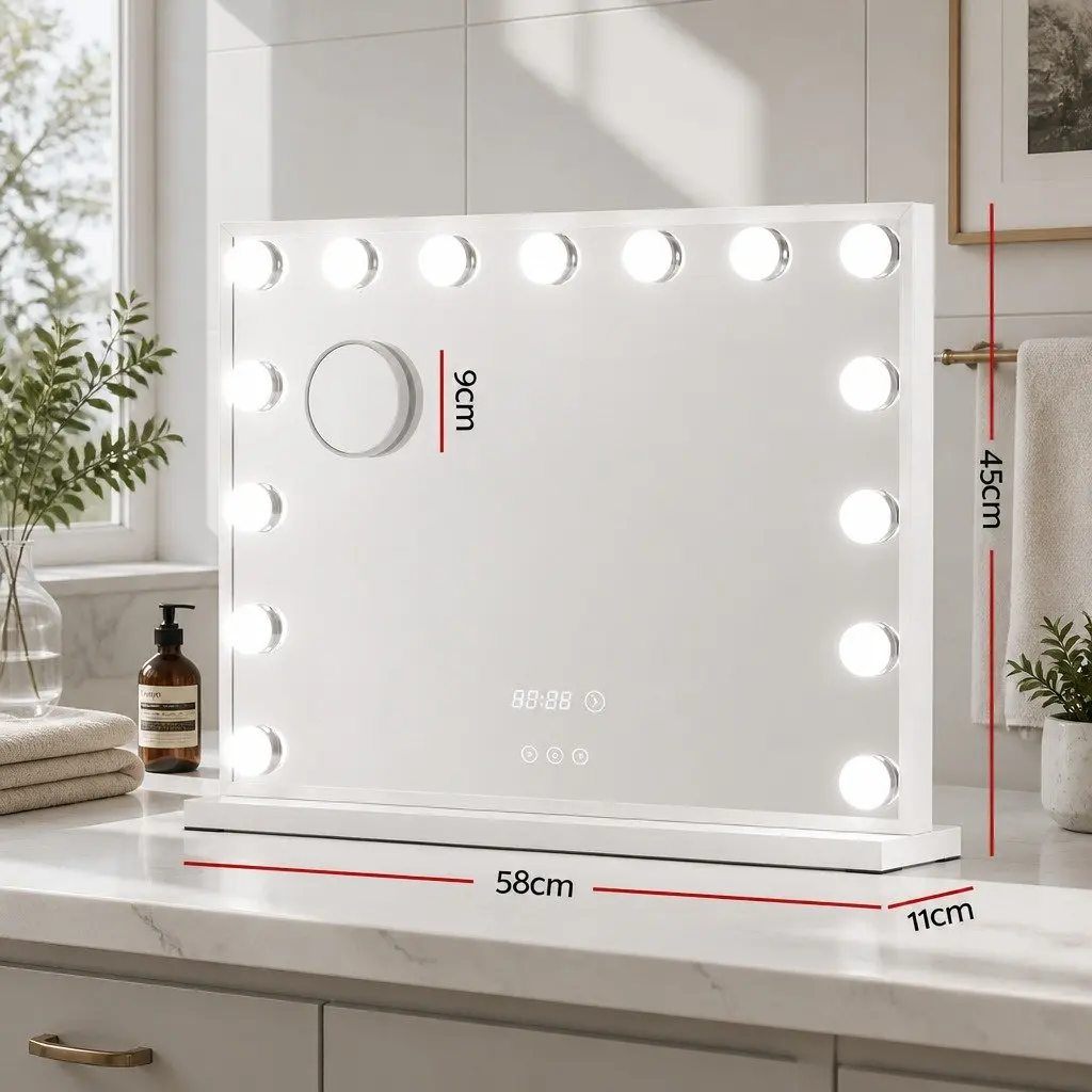 Makeup Mirror 58x45cm Hollywood Vanity Adjustable LED Light Free Standing Yellow