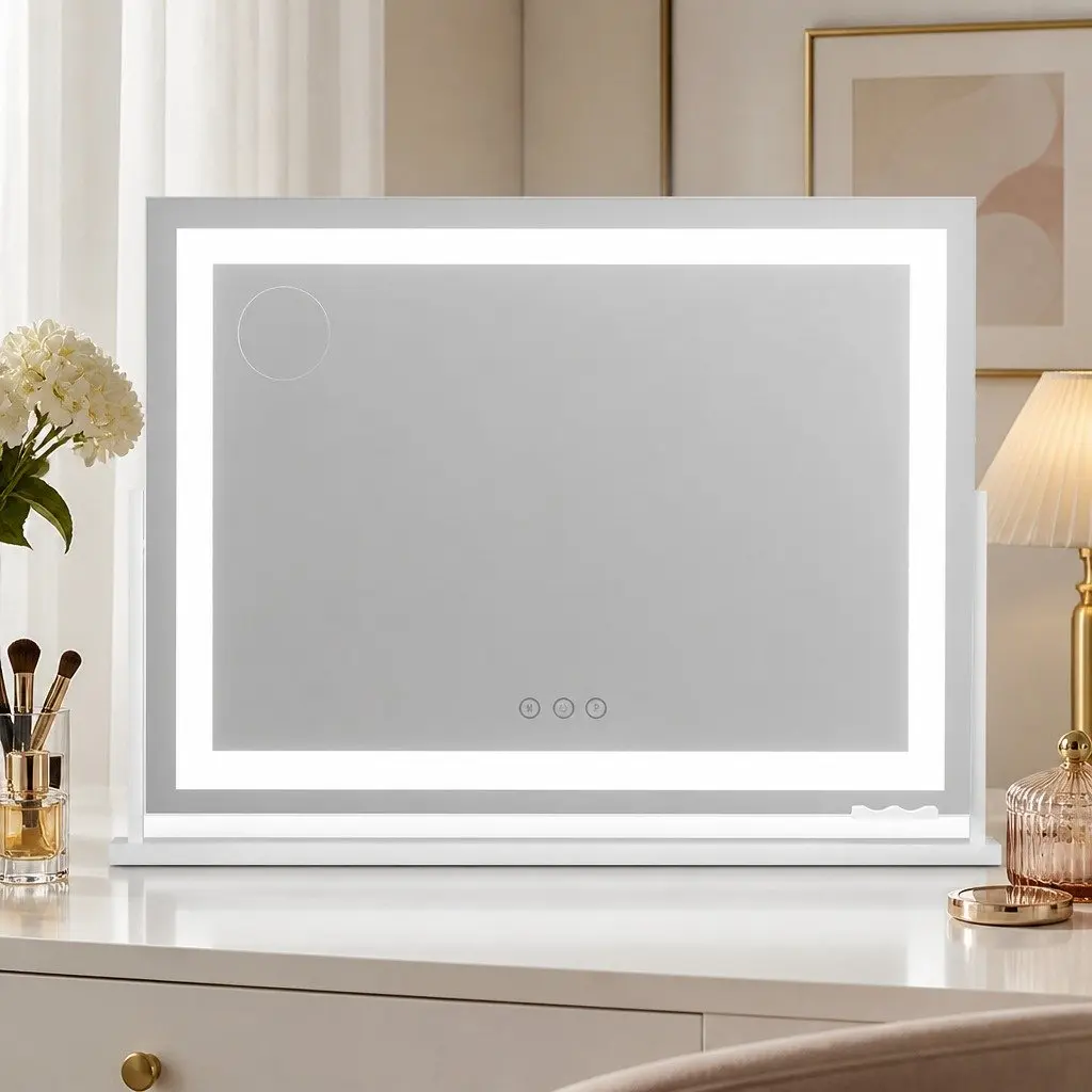 LED Makeup Mirror 80x58cm 360° Rotatable Lighted Adjustable Brightness