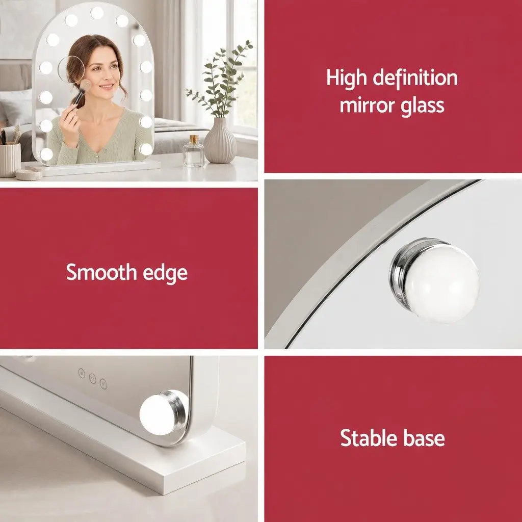Makeup Mirror 40x50cm LED Touch Control 5x Magnification Three Colour Modes White Arch