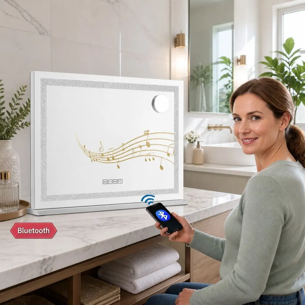 Lighted Makeup Mirror 58x46cm Hollywood Vanity with Bluetooth Speaker USB Charging