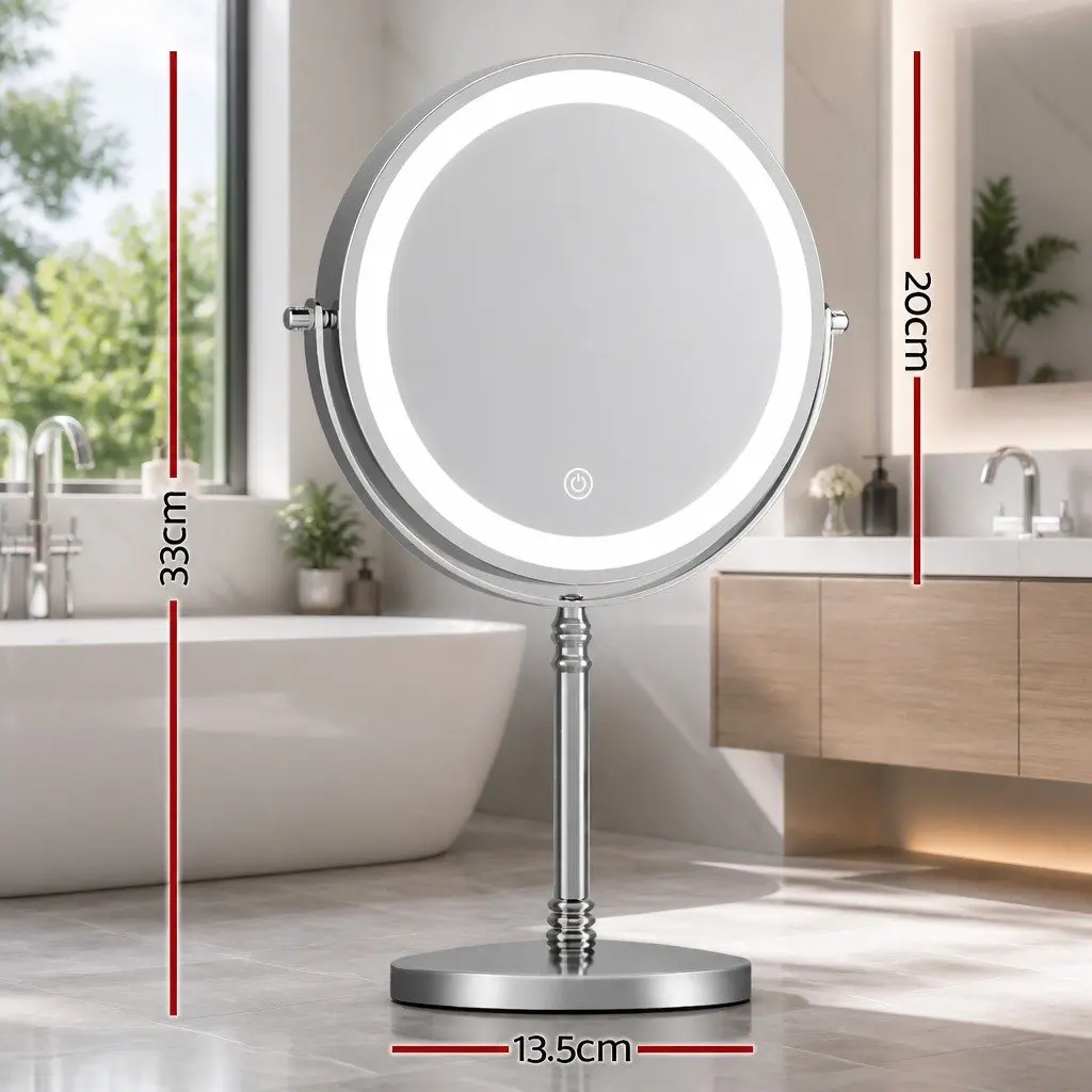 Makeup Mirror 20cm 10X Magnification LED Light Touch Control Tabletop