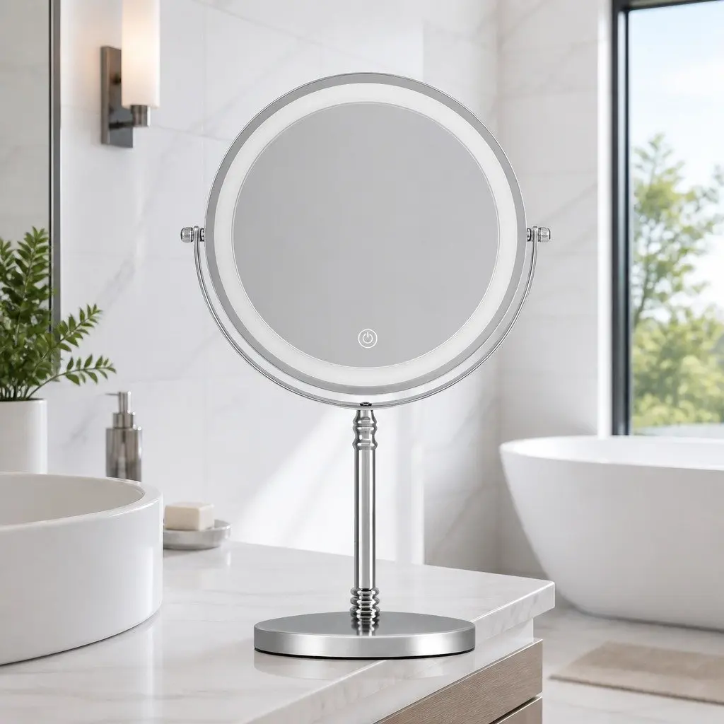Makeup Mirror 20cm 10X Magnification LED Light Touch Control Tabletop