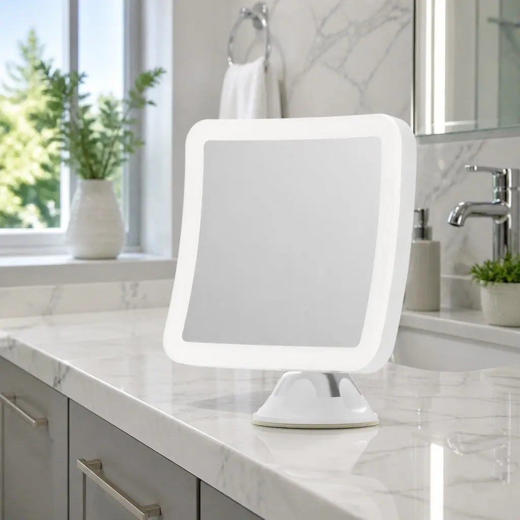 Makeup Mirror 10X Magnification with LED Light Touch Control and Suction Cup for 360 Degree Rotation White