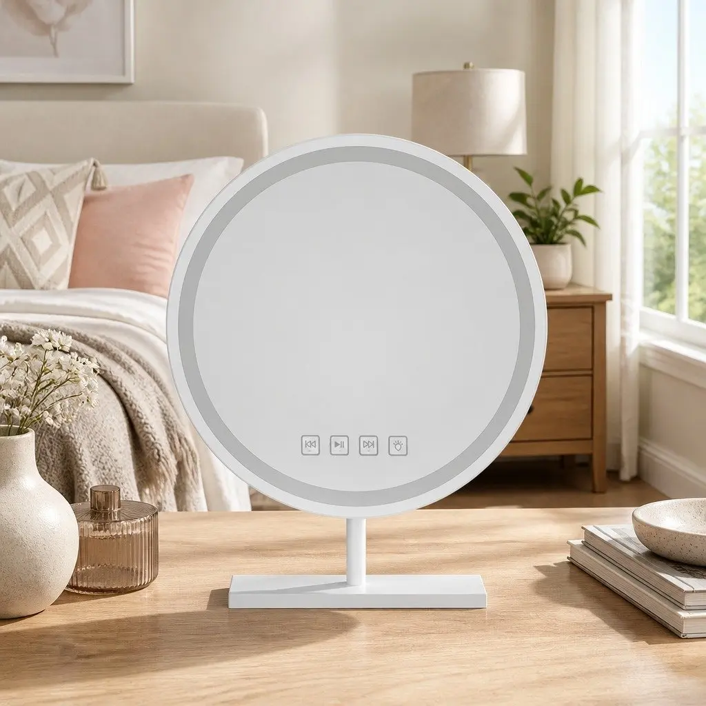 Makeup Mirror 49x28cm Tabletop with LED Light Touch Controls Bluetooth Speaker