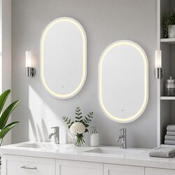 Oval LED Wall Mirror Bathroom Vanity with Light 50X75CM Touch Control Defog