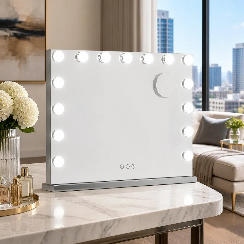 Makeup Mirror 58x46cm Hollywood Vanity with 15 LED Lights Touch Control Brightness