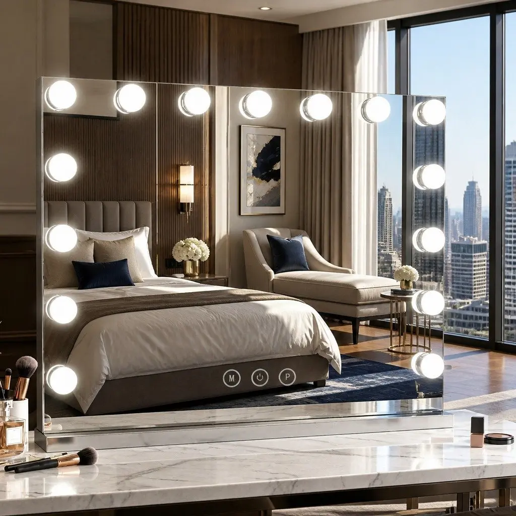 Makeup Mirror 58x46cm Hollywood Vanity with 15 LED Lights Touch Control Brightness