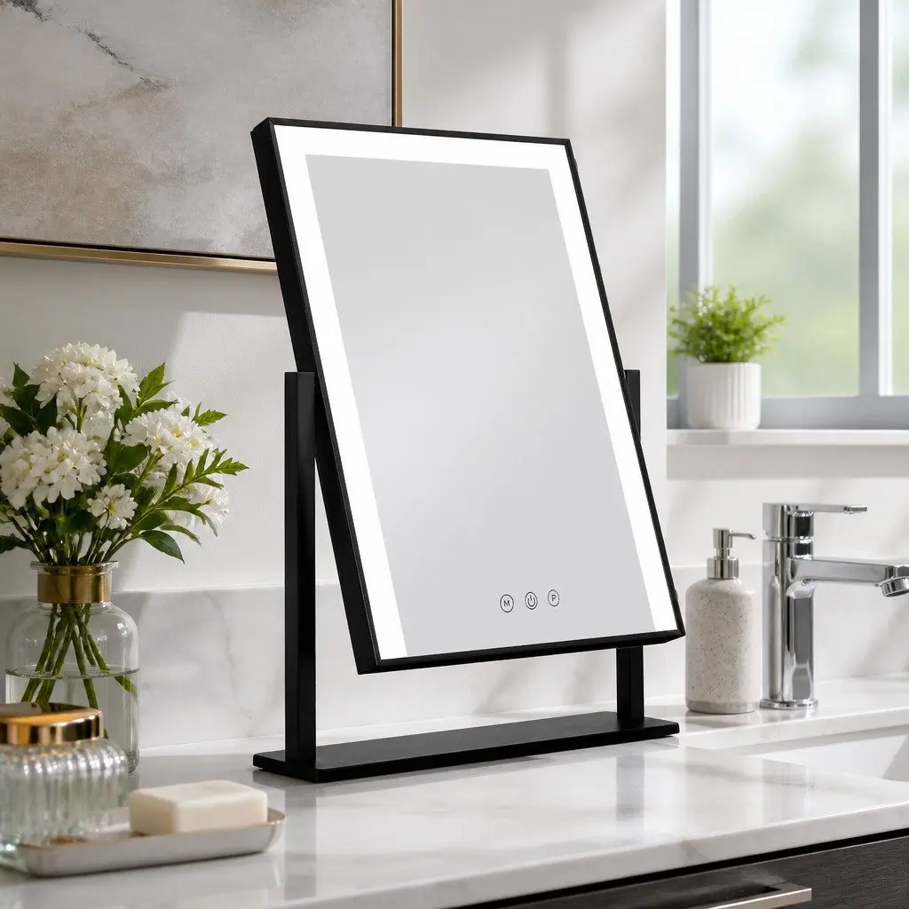 Makeup Mirror 25x30cm Hollywood Vanity LED Light Touch Control 360° Rotation
